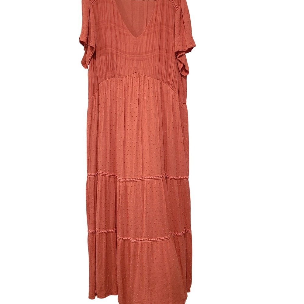 Nurture by‎ Westbound Women 2X Terracotta Swiss Dot Tiered Maxi Dress Boho